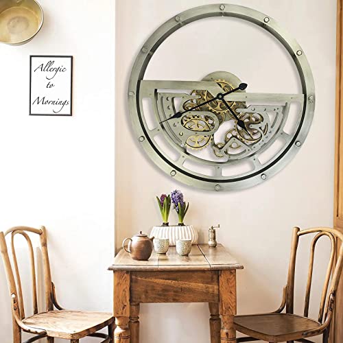 Large Industrial Steampunk Wall Clock with Gears