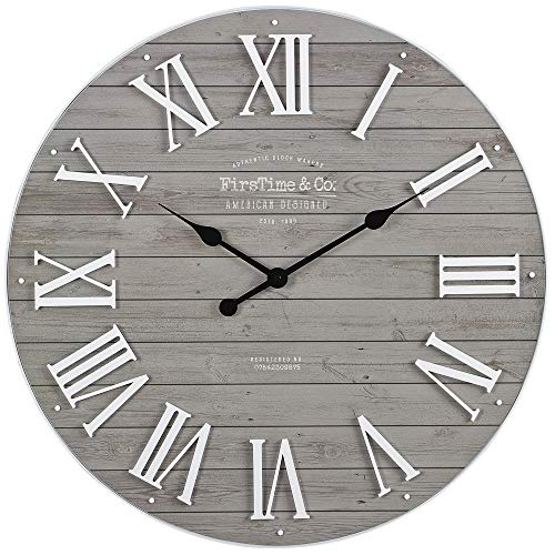 FirsTime & Co. Gray Emmett Shiplap Wall Clock