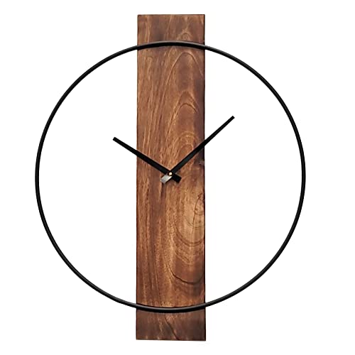 Extra Large Brown Wall Clock with Metal Frame