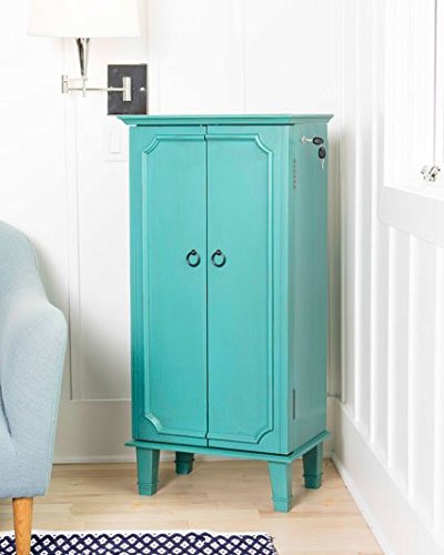 Turquoise Large Fully Locking Jewelry Armoire