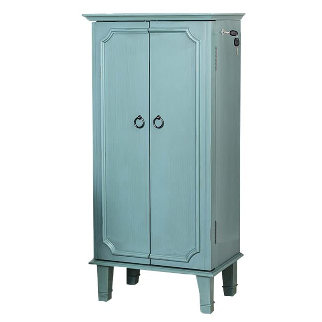 Turquoise Large Fully Locking Jewelry Armoire