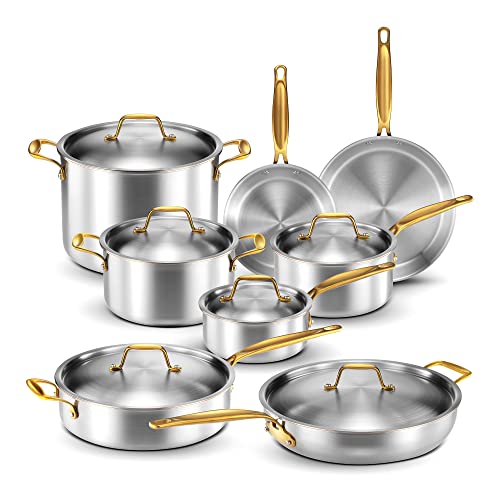 14-Piece Copper-Core Stainless Steel Cookware Set