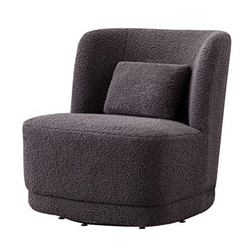 BFZ Swivel Chair, Round Accent Chair 360° Swivel Barrel Chairs, Comfy Sherpa Club Chairs with Pillow for Living Room, Bedroom, Nursery, Office, Hotel