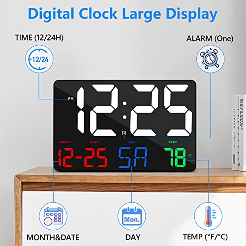 LED Digital Wall Clock with Remote Control