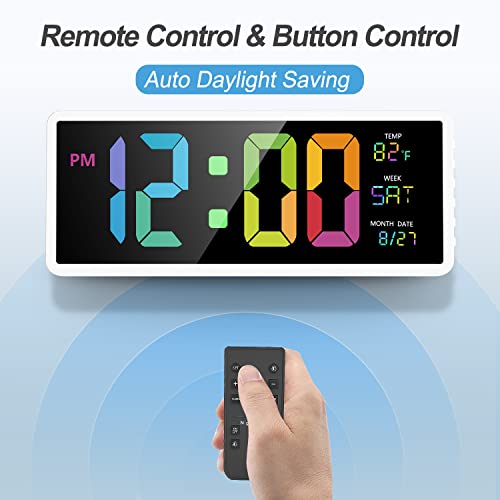 Large Colorful LED Wall Clock with Night Lights