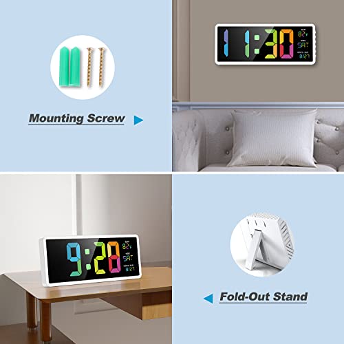 Large Colorful LED Wall Clock with Night Lights