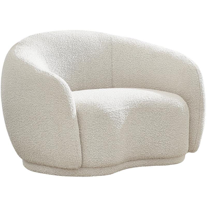 Meridian Furniture Hyde Collection Modern | Contemporary Boucle Fabric Upholstered Accent Chair with Rounded Back, 42" W x 38" D x 27.5" H, Cream