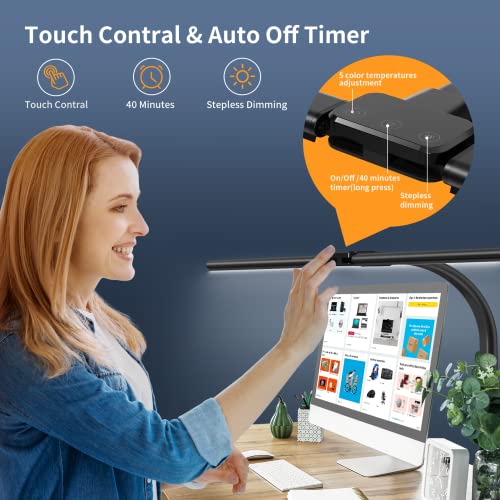 Double Head LED Desk Lamp with Dimming Features