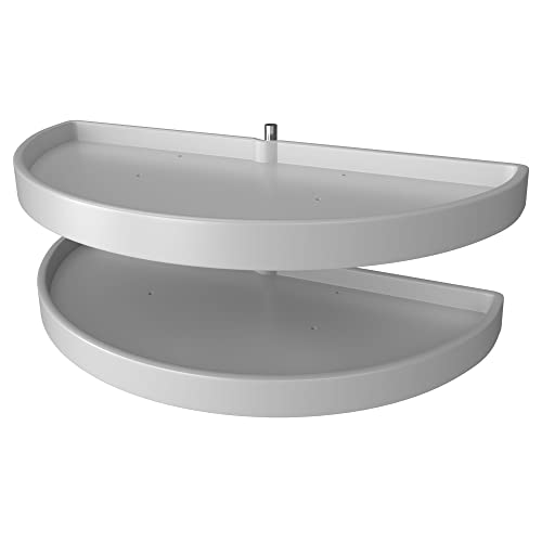 Rev-A-Shelf 6882-39-11-570 39 Inch Polymer Half Moon 2 Tier Lazy Susan Blind Corner Kitchen Cabinet Storage Organizer w/Pivot & Slide Hardware, White