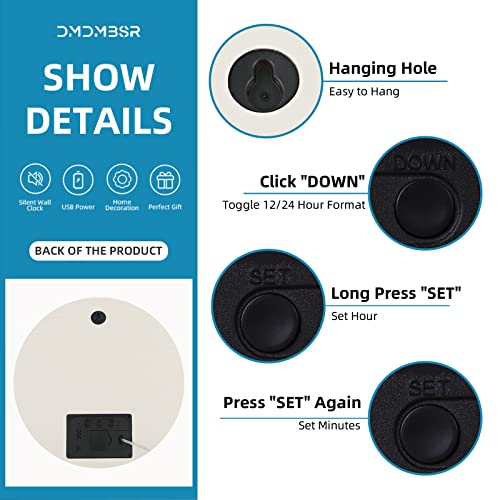 Vintage Rattan Wall Clock - USB Powered 10