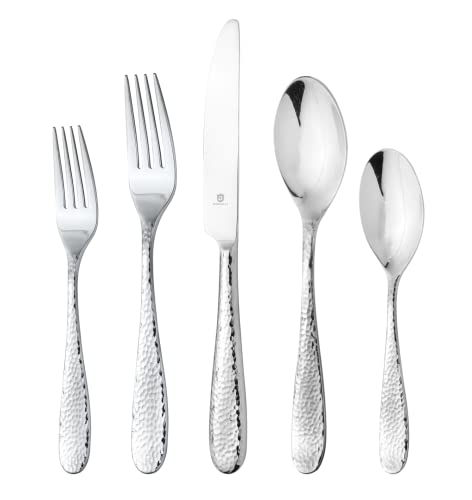 60-Piece Hammered Silverware Set for 12