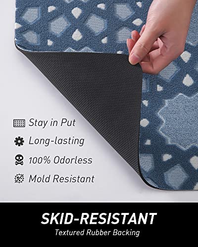 Blue 3D Bath Mat with Non-Slip Rubber Backing