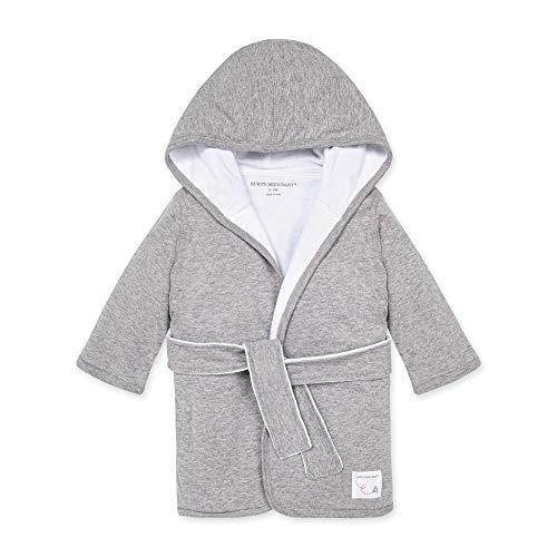 Burt's Bees Baby - Bathrobe, Infant Hooded Robe, Absorbent Knit Terry, 100% Organic Cotton, 0-9 Months (Heather Grey)