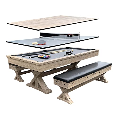 3-in-1 Pool Table with Dining Top and Seating