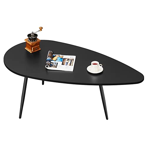 SAYGOER Black Small Coffee Table Modern Oval Coffee Tables Retro Farmhouse Center Table for Small Space Mid Century Coffee Table Rustic Accent Table for Living Room Home Office, Easy Assembly