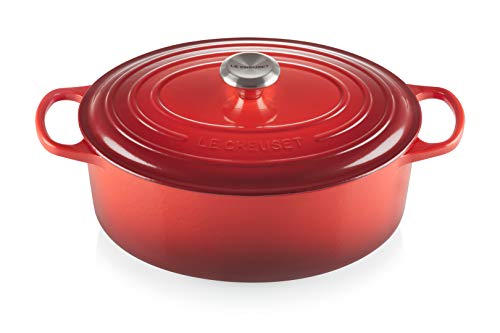 Le Creuset Enameled Dutch Oven Cast Iron Signature Oval Casserole, 31cm, 6.75 Qt, Cerise