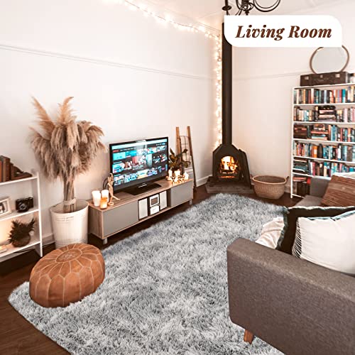 YoRango Light Grey Tie-Dyed Area Rug, 8' x 10