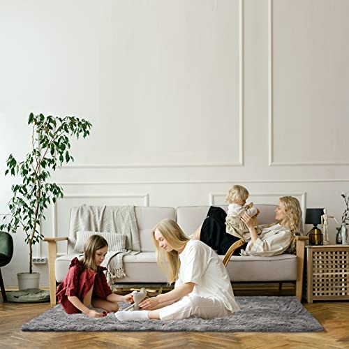 YoRango Light Grey Tie-Dyed Area Rug, 8' x 10