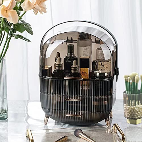 Black Makeup Organizer with Brush and Pencil Holder