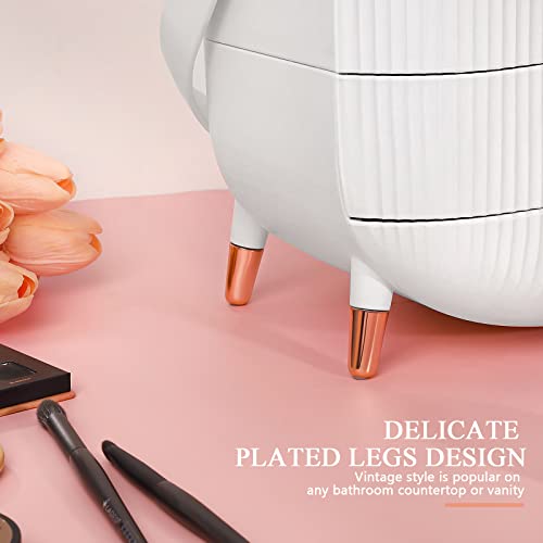 White Portable Makeup Organizer with Clear Lid