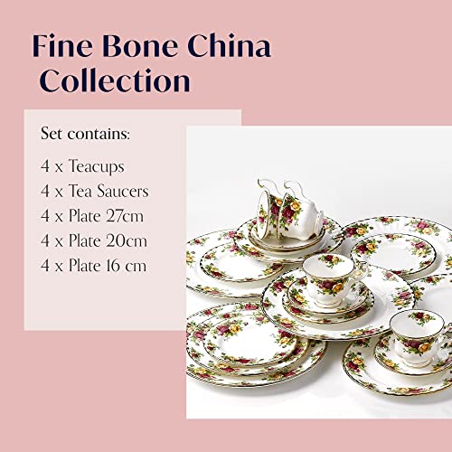 Old Country Roses 20 Piece Vintage Dinner Set