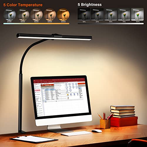 ZASTION LED Desk Lamp with Clamp and Gooseneck