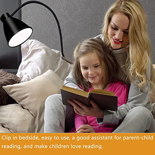 Black LED Clip-On Desk Lamp with Flexible Arm
