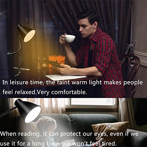 Black LED Clip-On Desk Lamp with Flexible Arm