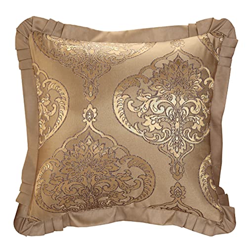Gold Jacquard Motif King Comforter Set with Pillows