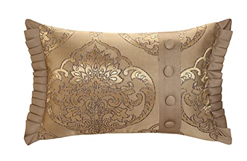 Gold Jacquard Motif King Comforter Set with Pillows