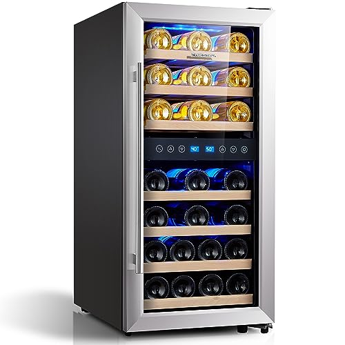 33-Bottle Double Zone Wine Cooler with Handle
