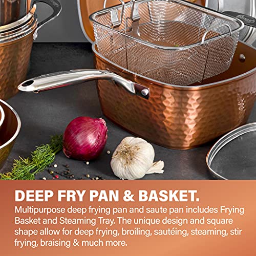 Gotham Steel Hammered Copper 20-Piece Cookware Set