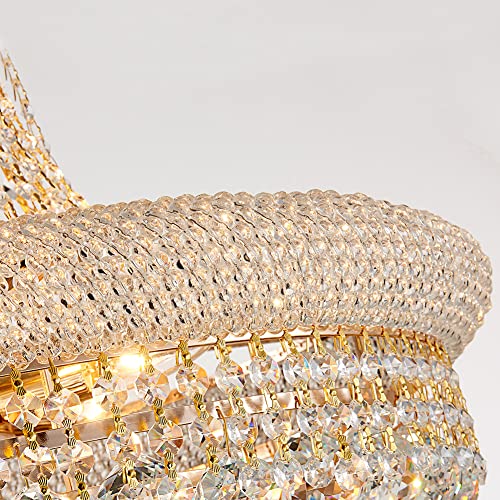 TMAFON Modern Gold Crystal Chandelier Light - Diameter 23.6" Ceiling Haning Chandelier, Pendant Lighting for Living Room, Dining Room, Foyer, Entryway, Hallway