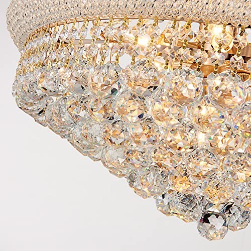 TMAFON Modern Gold Crystal Chandelier Light - Diameter 23.6" Ceiling Haning Chandelier, Pendant Lighting for Living Room, Dining Room, Foyer, Entryway, Hallway