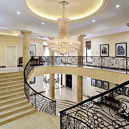 TMAFON Modern Gold Crystal Chandelier Light - Diameter 23.6" Ceiling Haning Chandelier, Pendant Lighting for Living Room, Dining Room, Foyer, Entryway, Hallway