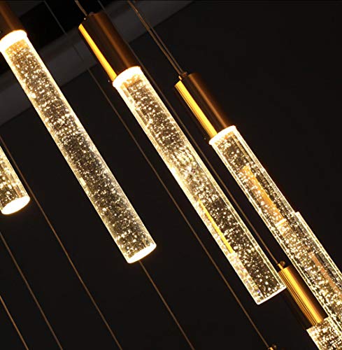 HAIXIANG 36 Lights 196" High Ceiling Chandelier Crystal Golden Light Fixtures Dimmable Pendant Lighting Foyer Chandelier Fixtures for Living Room Staircase Hallway Flush Mount Ceiling Light Gold Lamp