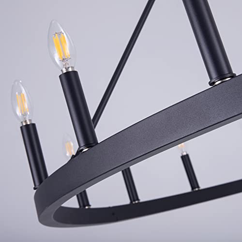 Wellmet Extra Large Black Chandelier Diam 60 inch, 20-Light Wagon Wheel Chandelier, Farmhouse Industrial Country Style Large Round Pendant Light Fixture for Living Room, Hallway, Foyer