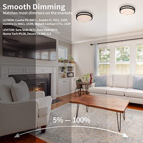 DAKASON 2Pack LED Flush Mount Ceiling Light Fixture, 13” 20W On/Off Switch to Select 3000K/4000K/5000K, Dimmable Ceiling Lamp for Kitchen, Living Room, Hallway, Oil Rubbed Bronze