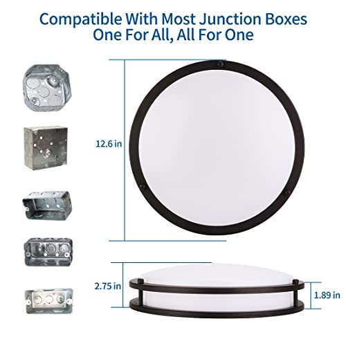 DAKASON 2Pack LED Flush Mount Ceiling Light Fixture, 13” 20W On/Off Switch to Select 3000K/4000K/5000K, Dimmable Ceiling Lamp for Kitchen, Living Room, Hallway, Oil Rubbed Bronze