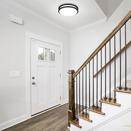 DAKASON 2Pack LED Flush Mount Ceiling Light Fixture, 13” 20W On/Off Switch to Select 3000K/4000K/5000K, Dimmable Ceiling Lamp for Kitchen, Living Room, Hallway, Oil Rubbed Bronze