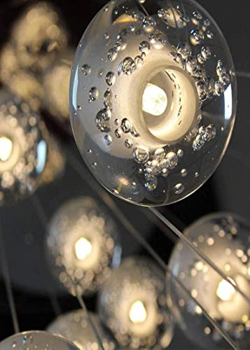 14-Lights Bubble Crystal Chandelier- Modern Chandelier LED Raindrop Ceiling lamp High Ceiling Crystal Large Chandelier Hanging Lighting fixtures G4 Spiral Staircase Light Living Room Hallway Light