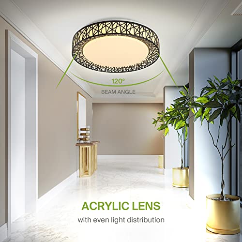 ASD 20 Inch LED Flush Mount Ceiling Light Fixture - Modern Black Close to Ceiling Light Fixtures 42W 2475LM, 2700-5000K Adjustable Dimmable Low Profile Lights for Kitchen, Bedroom, Hallway, ETL