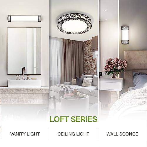 ASD 20 Inch LED Flush Mount Ceiling Light Fixture - Modern Black Close to Ceiling Light Fixtures 42W 2475LM, 2700-5000K Adjustable Dimmable Low Profile Lights for Kitchen, Bedroom, Hallway, ETL