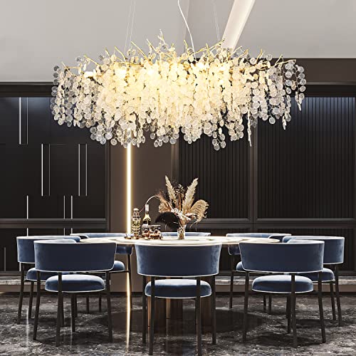 DHFHFMDCJDNN Modern Gold Crystal Chandeliers,Money Tree Branch Pendant Ceiling Light,Hanging Light Fixtures for Hallway,Foyer,Table,Living Room,Foyer,Entryway