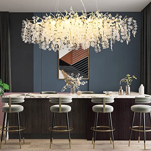 DHFHFMDCJDNN Modern Gold Crystal Chandeliers,Money Tree Branch Pendant Ceiling Light,Hanging Light Fixtures for Hallway,Foyer,Table,Living Room,Foyer,Entryway