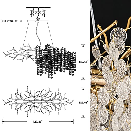 DHFHFMDCJDNN Modern Gold Crystal Chandeliers,Money Tree Branch Pendant Ceiling Light,Hanging Light Fixtures for Hallway,Foyer,Table,Living Room,Foyer,Entryway