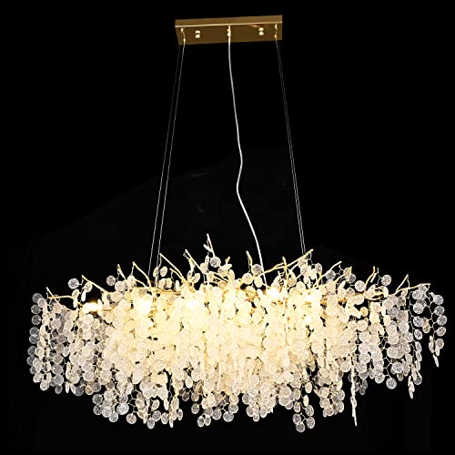 DHFHFMDCJDNN Modern Gold Crystal Chandeliers,Money Tree Branch Pendant Ceiling Light,Hanging Light Fixtures for Hallway,Foyer,Table,Living Room,Foyer,Entryway
