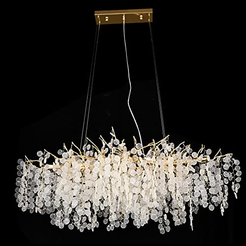 DHFHFMDCJDNN Modern Gold Crystal Chandeliers,Money Tree Branch Pendant Ceiling Light,Hanging Light Fixtures for Hallway,Foyer,Table,Living Room,Foyer,Entryway