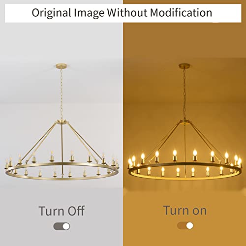 HermnJakk 20-Light Gold Wagon Wheel Chandelier Diam 47",Large Round Luxury Industrial Modern Farmhouse Chandeliers for Dining Room Light Fixture Living Room Hallway Foyer