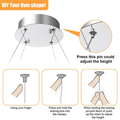 IDEQUY 32"+24"+16" 3 Rings Big Crystal Chandeliers Dimmable Living Room Foyer Hallway LED High Ceiling 120'' Long Hanging Pendant Light Crystal Chandeliers Staircase 3000-6000K LED